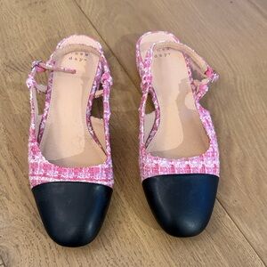 a new day Pink Tweed and Black Flats